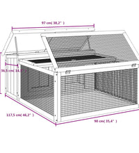 Kaninchenstall Grau 117,5x97x47,5 cm Massivholz Kiefer