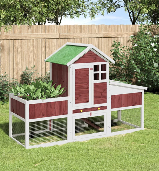 Kaninchenstall Mokka 170x63x113 cm Massivholz Kiefer
