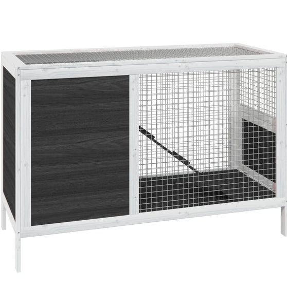 Kaninchenstall Grau 103x44x69,5 cm Massivholz Kiefer