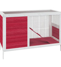 Kaninchenstall Rot 103x44x69,5 cm Massivholz Kiefer