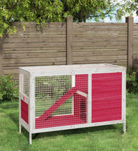 Kaninchenstall Rot 103x44x69,5 cm Massivholz Kiefer