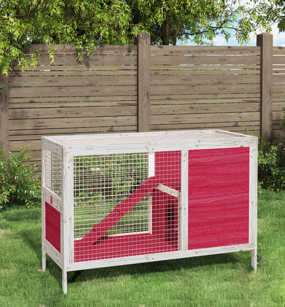 Kaninchenstall Rot 103x44x69,5 cm Massivholz Kiefer