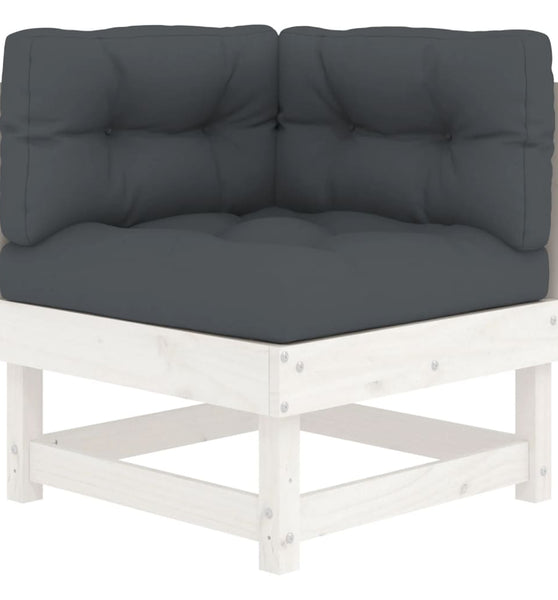 Ecksofa mit Kissen Weiß Massivholz Kiefer