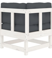 Ecksofa mit Kissen Weiß Massivholz Kiefer