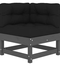 Ecksofa mit Kissen Grau Massivholz Kiefer