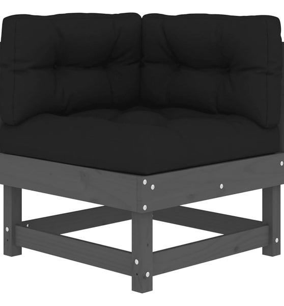 Ecksofa mit Kissen Grau Massivholz Kiefer