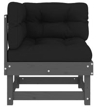 Ecksofa mit Kissen Grau Massivholz Kiefer