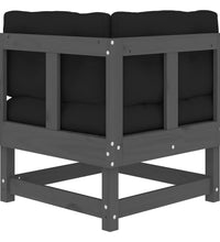 Ecksofa mit Kissen Grau Massivholz Kiefer