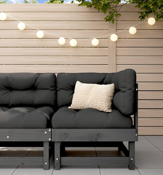 Ecksofa mit Kissen Grau Massivholz Kiefer