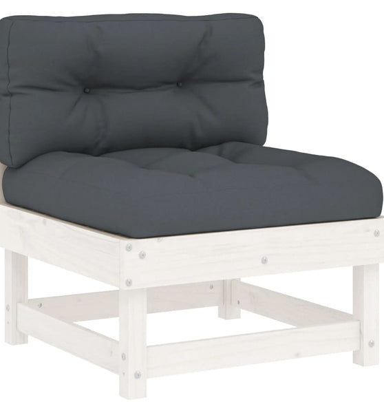 Mittelsofa mit Kissen Weiß Massivholz Kiefer