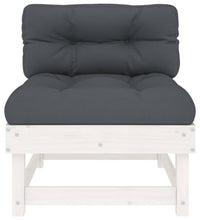 Mittelsofa mit Kissen Weiß Massivholz Kiefer