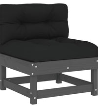 Mittelsofa mit Kissen Grau Massivholz Kiefer