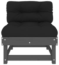 Mittelsofa mit Kissen Grau Massivholz Kiefer