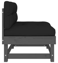 Mittelsofa mit Kissen Grau Massivholz Kiefer