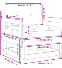 Gartenstühle mit Kissen 2 Stk. Massivholz Kiefer