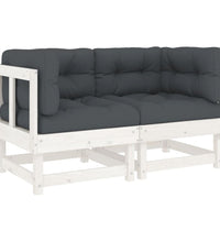 Ecksofas mit Kissen 2 Stk. Weiß Massivholz Kiefer