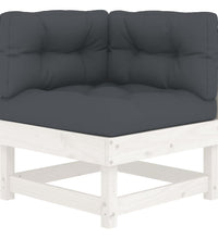 Ecksofas mit Kissen 2 Stk. Weiß Massivholz Kiefer