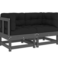 Ecksofas mit Kissen 2 Stk. Grau Massivholz Kiefer