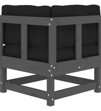 Ecksofas mit Kissen 2 Stk. Grau Massivholz Kiefer