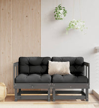 Ecksofas mit Kissen 2 Stk. Grau Massivholz Kiefer