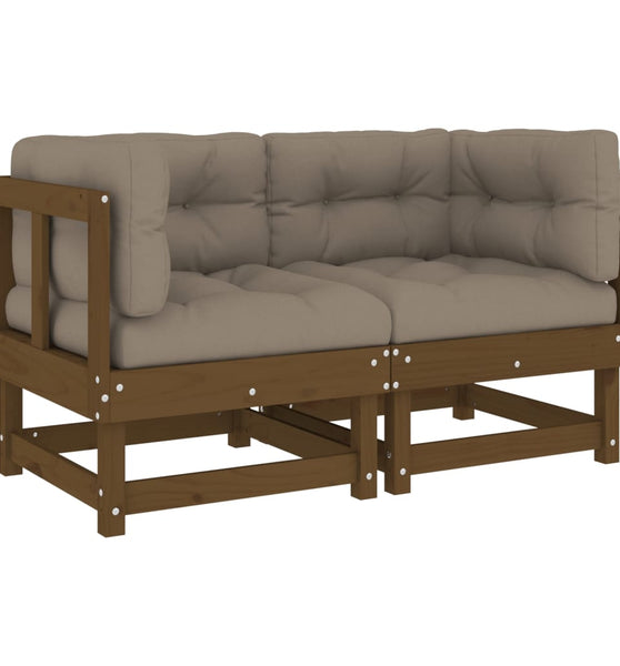 Ecksofas mit Kissen 2 Stk. Honigbraun Massivholz Kiefer
