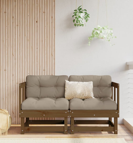 Ecksofas mit Kissen 2 Stk. Honigbraun Massivholz Kiefer