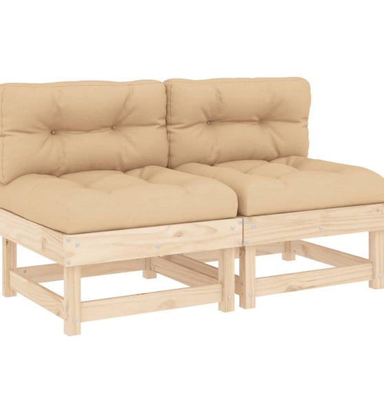Mittelsofas mit Kissen 2 Stk. Massivholz Kiefer