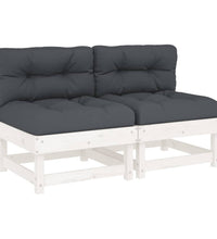 Mittelsofas mit Kissen 2 Stk. Weiß Massivholz Kiefer