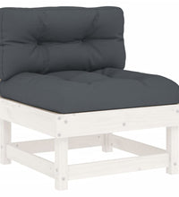 Mittelsofas mit Kissen 2 Stk. Weiß Massivholz Kiefer