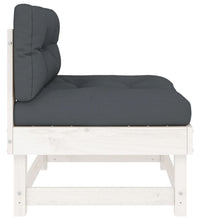 Mittelsofas mit Kissen 2 Stk. Weiß Massivholz Kiefer