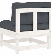 Mittelsofas mit Kissen 2 Stk. Weiß Massivholz Kiefer