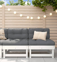 Mittelsofas mit Kissen 2 Stk. Weiß Massivholz Kiefer