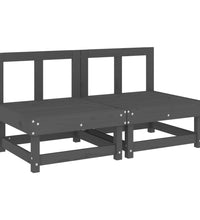 Mittelsofas mit Kissen 2 Stk. Grau Massivholz Kiefer