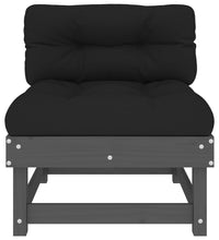 Mittelsofas mit Kissen 2 Stk. Grau Massivholz Kiefer