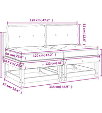 Mittelsofas mit Kissen 2 Stk. Grau Massivholz Kiefer