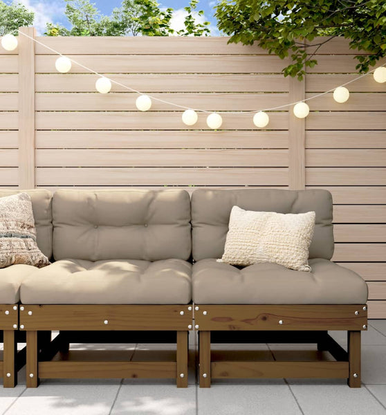 Mittelsofas mit Kissen 2 Stk. Honigbraun Massivholz Kiefer