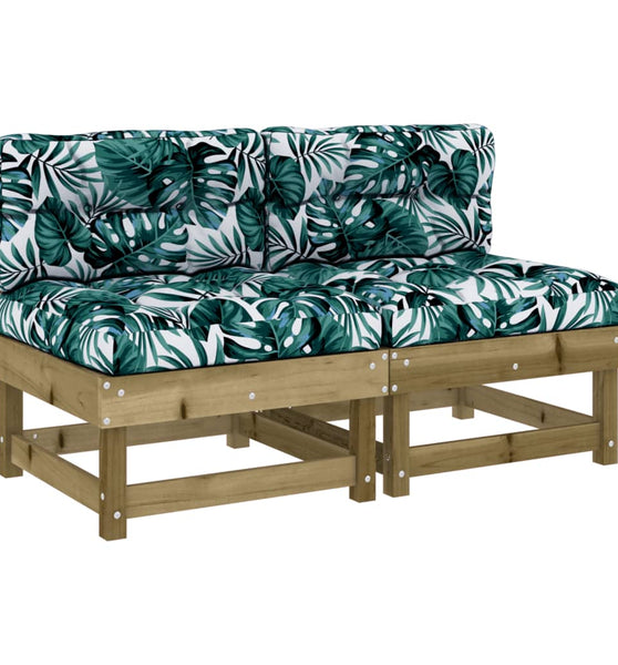 Mittelsofas mit Kissen 2 Stk. Kiefernholz Imprägniert