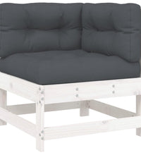 Ecksofa mit Kissen Weiß Massivholz Kiefer