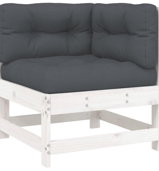 Ecksofa mit Kissen Weiß Massivholz Kiefer