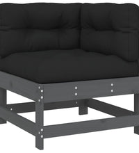 Ecksofa mit Kissen Grau Massivholz Kiefer