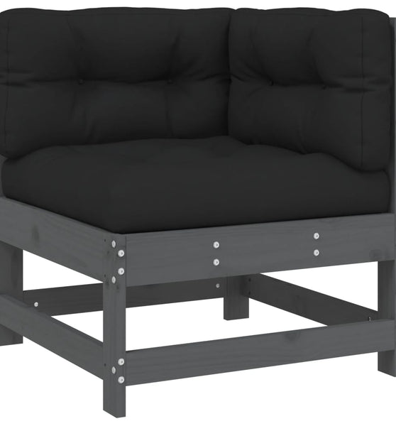Ecksofa mit Kissen Grau Massivholz Kiefer