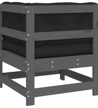 Ecksofa mit Kissen Grau Massivholz Kiefer