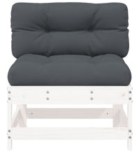 Mittelsofa mit Kissen Weiß Massivholz Kiefer