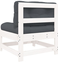 Mittelsofa mit Kissen Weiß Massivholz Kiefer