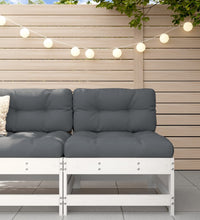 Mittelsofa mit Kissen Weiß Massivholz Kiefer