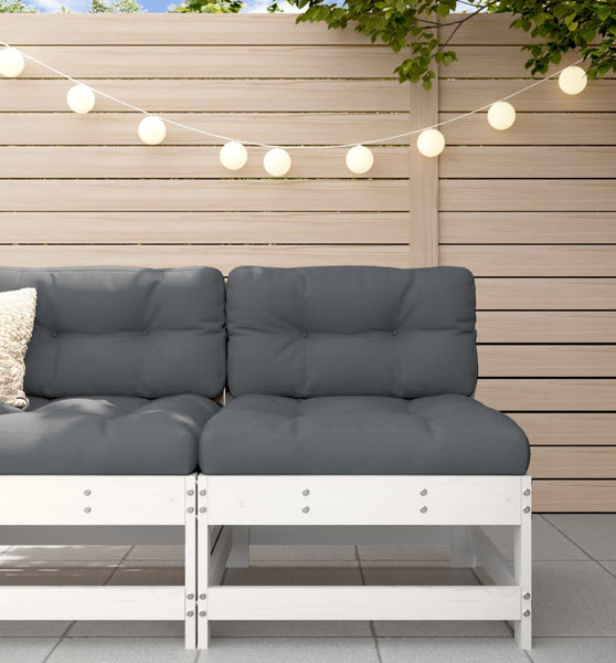 Mittelsofa mit Kissen Weiß Massivholz Kiefer