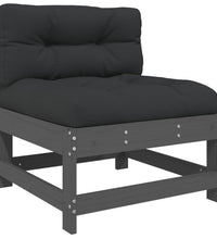 Mittelsofa mit Kissen Grau Massivholz Kiefer