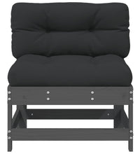 Mittelsofa mit Kissen Grau Massivholz Kiefer