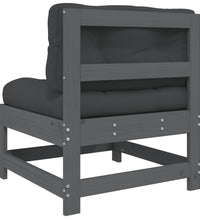 Mittelsofa mit Kissen Grau Massivholz Kiefer