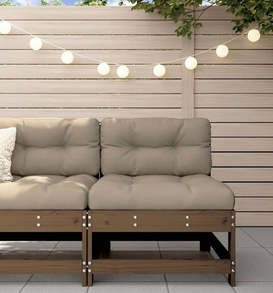 Mittelsofa mit Kissen Honigbraun Massivholz Kiefer